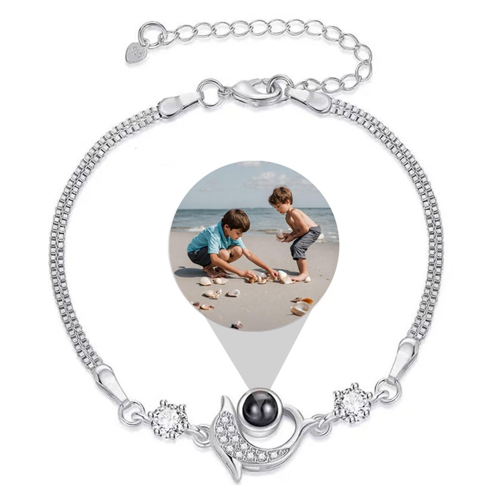 Dolphin Photo Projection Bracelet 925 Silver - Photo Memory Bracelet