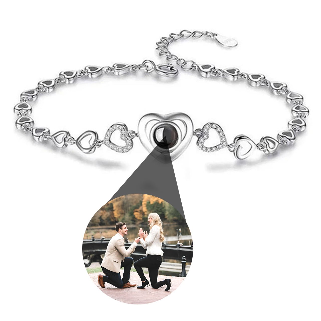 Heart Link Photo Projection Bracelet - Copper - Photo Memory Bracelet LLC