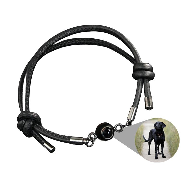 Leather Rope Photo Projection Bracelet - Photo Memory Bracelet