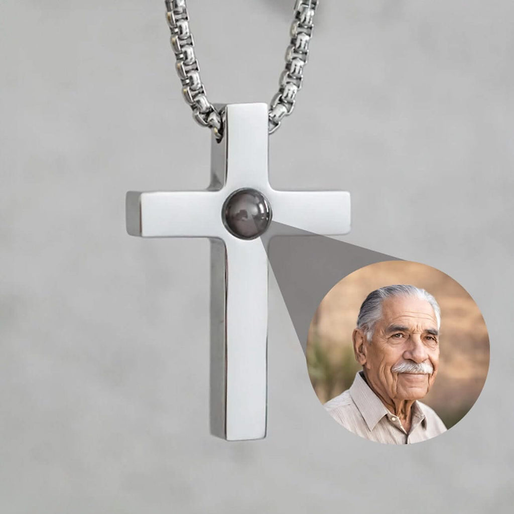 Photo Projection Cross Pendant Necklace - Photo Memory Bracelet LLC