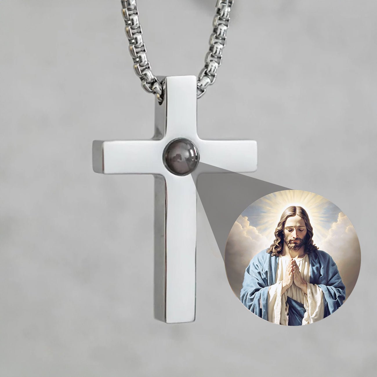 Photo Projection Cross Pendant Necklace - Photo Memory Bracelet LLC