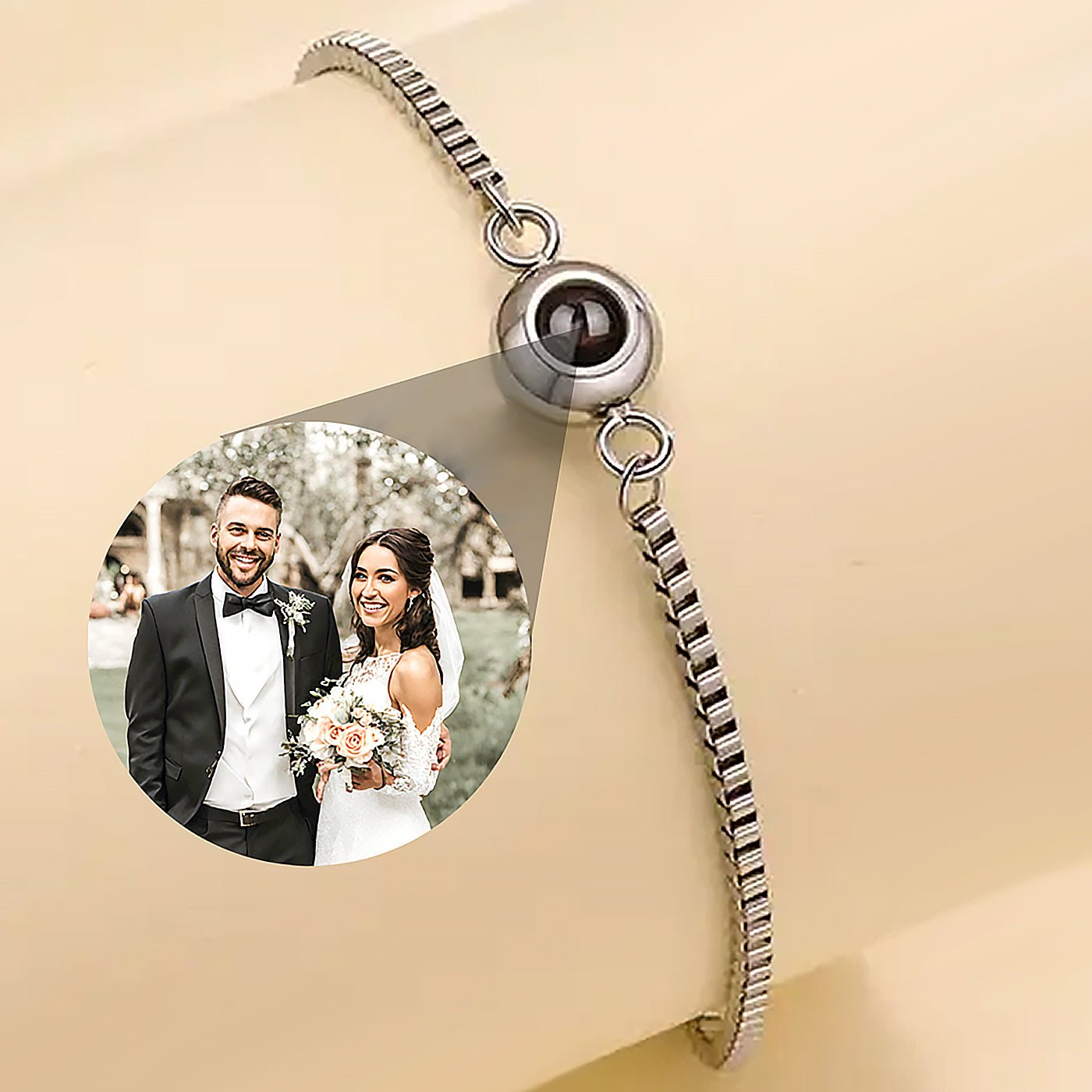 Stainless Box Chain Photo Projection Bracelet - Photo Memory Bracelet LLC