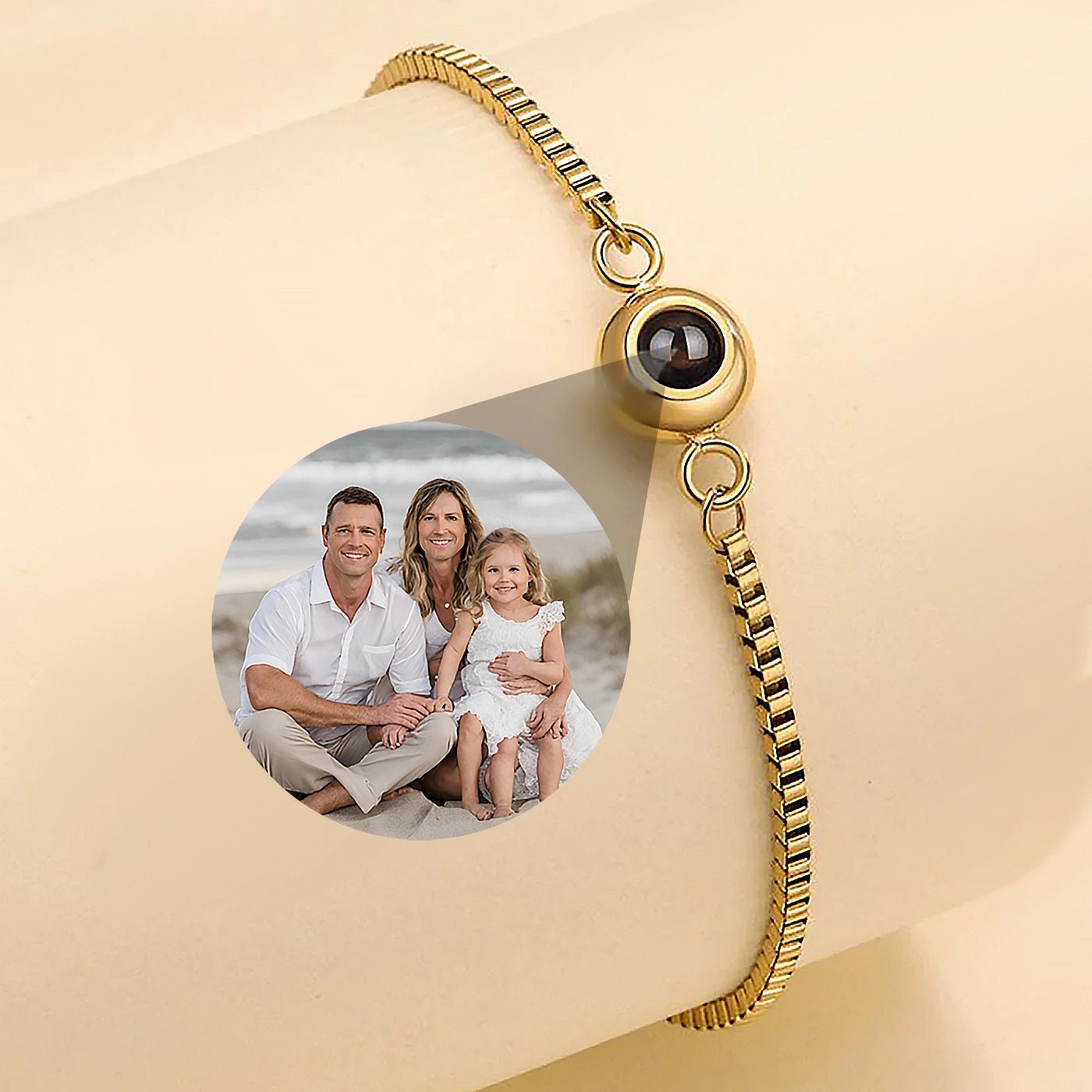 Stainless Box Chain Photo Projection Bracelet - Photo Memory Bracelet LLC