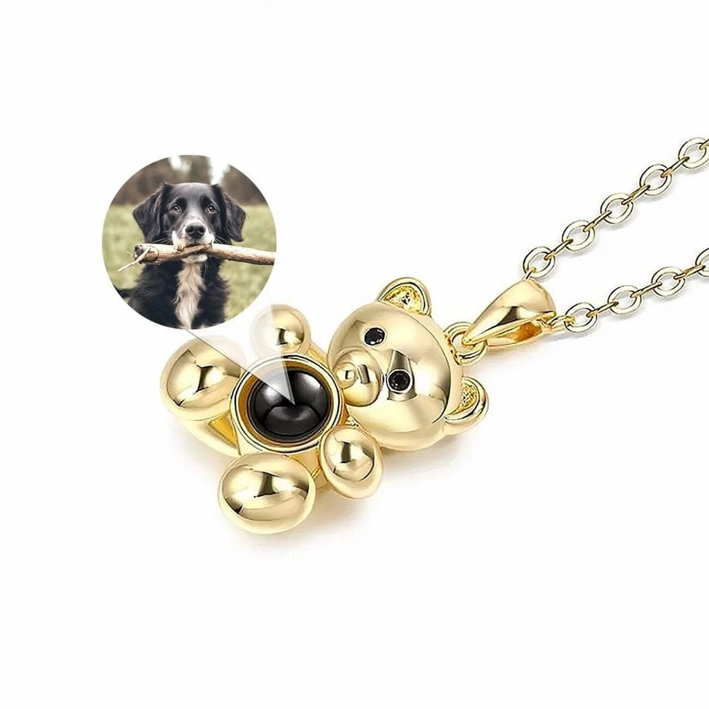 Teddy Bear Photo Projection Necklace with Your Photo - Photo Memory Bracelet LLC