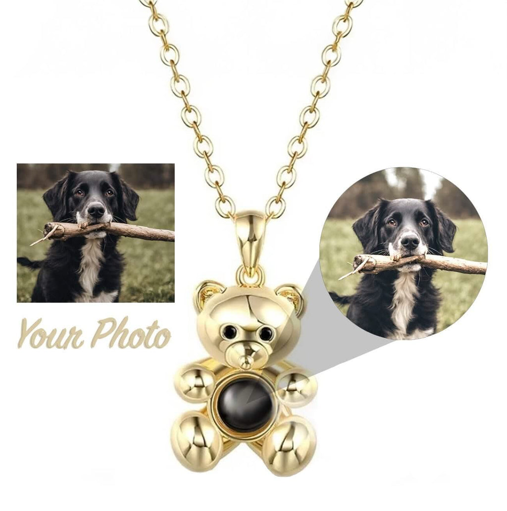 Teddy Bear Photo Projection Necklace with Your Photo - Photo Memory Bracelet LLC